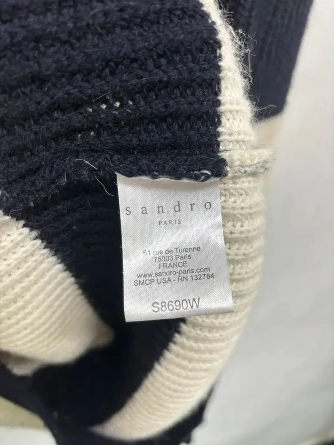 산드로 스트라이프 배색니트 L 상품이미지5