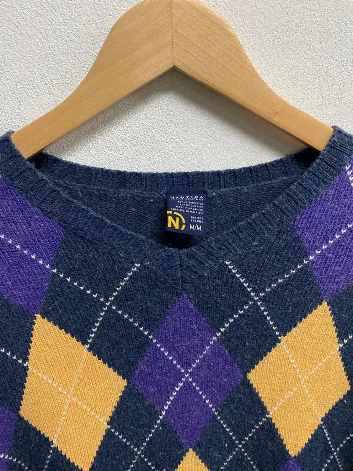 노티카 Nautica 브이넥 아가일 니트 M 상품이미지4