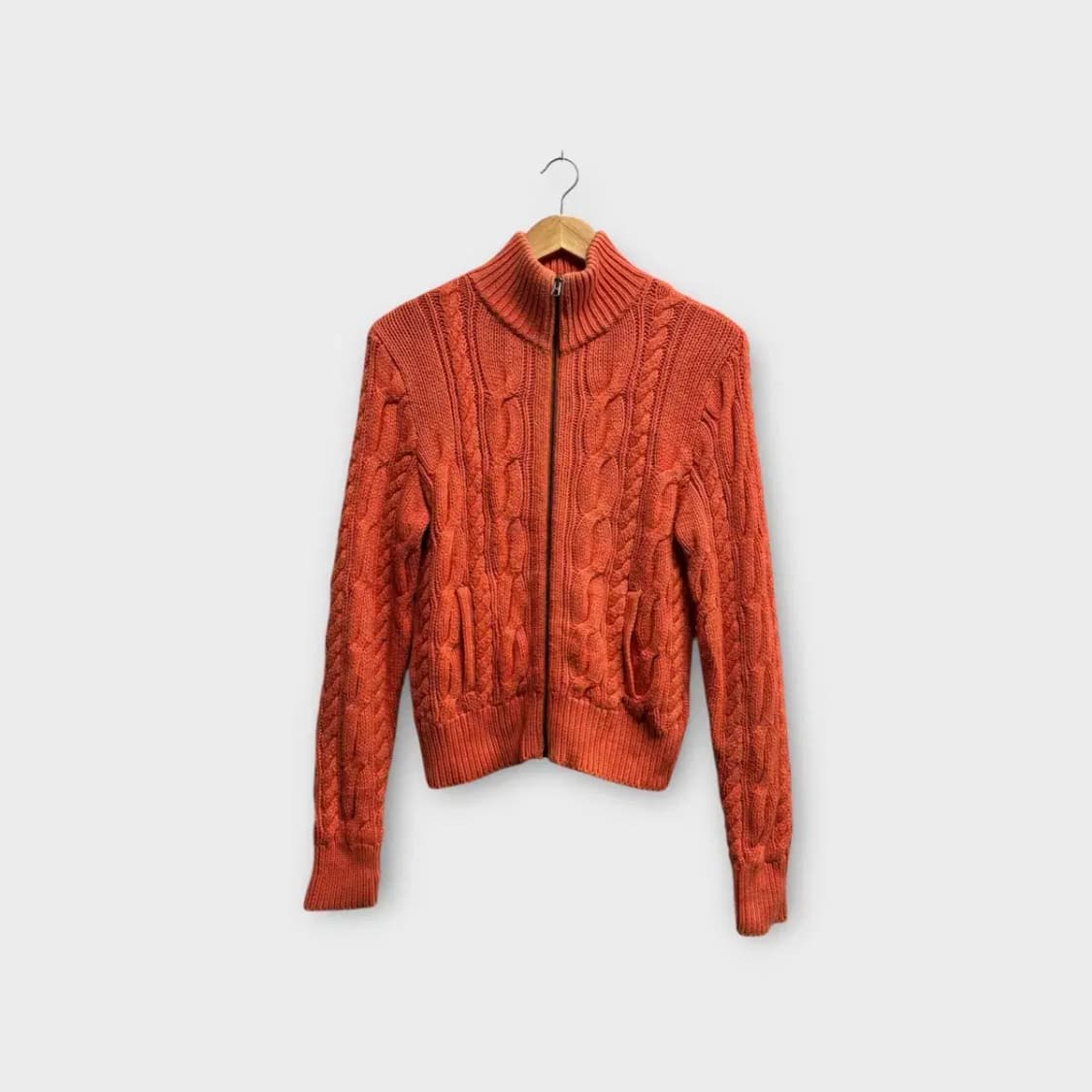 랄프로렌 오렌지색 케이블 니트 가디건 L 상품이미지1