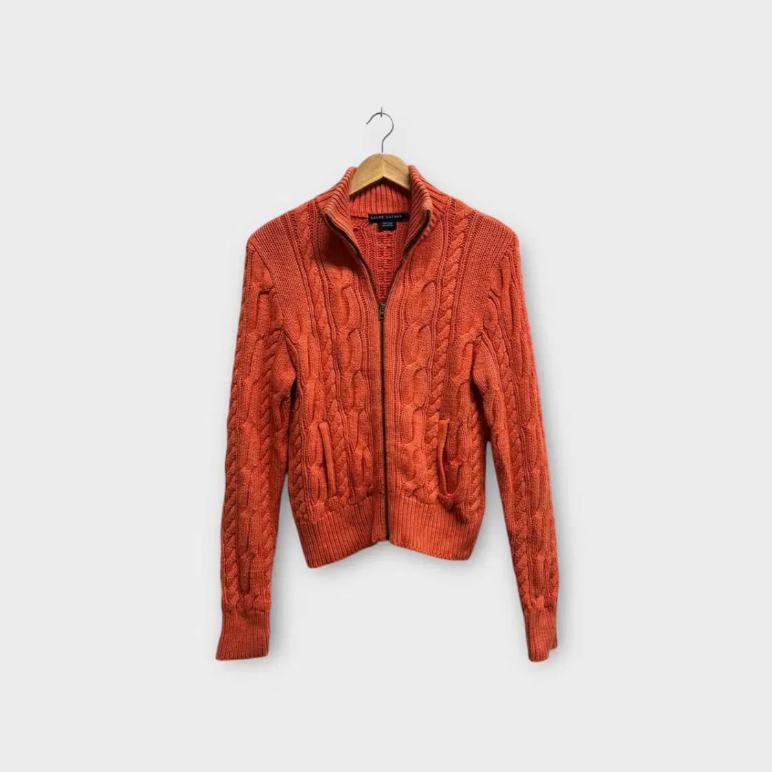 랄프로렌 오렌지색 케이블 니트 가디건 L 상품이미지2