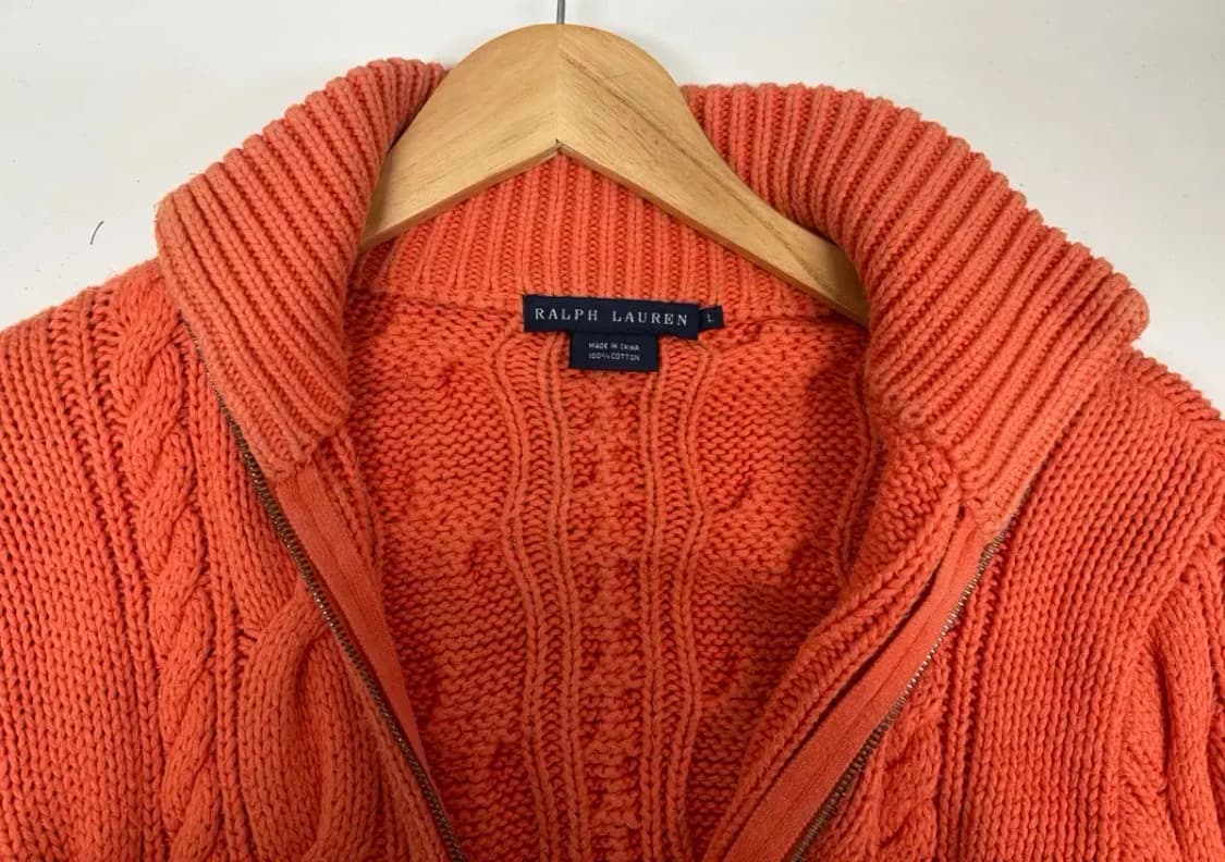 랄프로렌 오렌지색 케이블 니트 가디건 L 상품이미지5