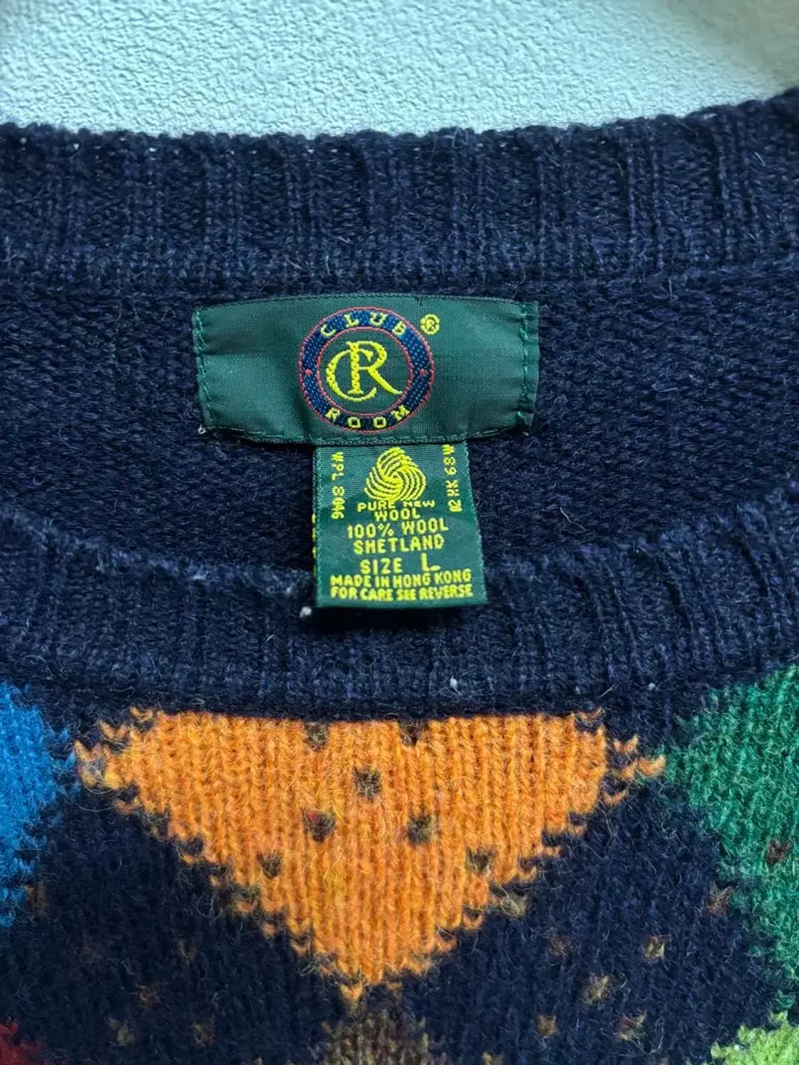 빈티지 울100% 아가일패턴 니트 L 상품이미지4