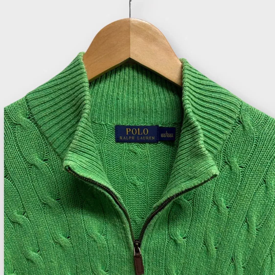 폴로랄프로렌 케이블 그린 반집업 니트 L 상품이미지3
