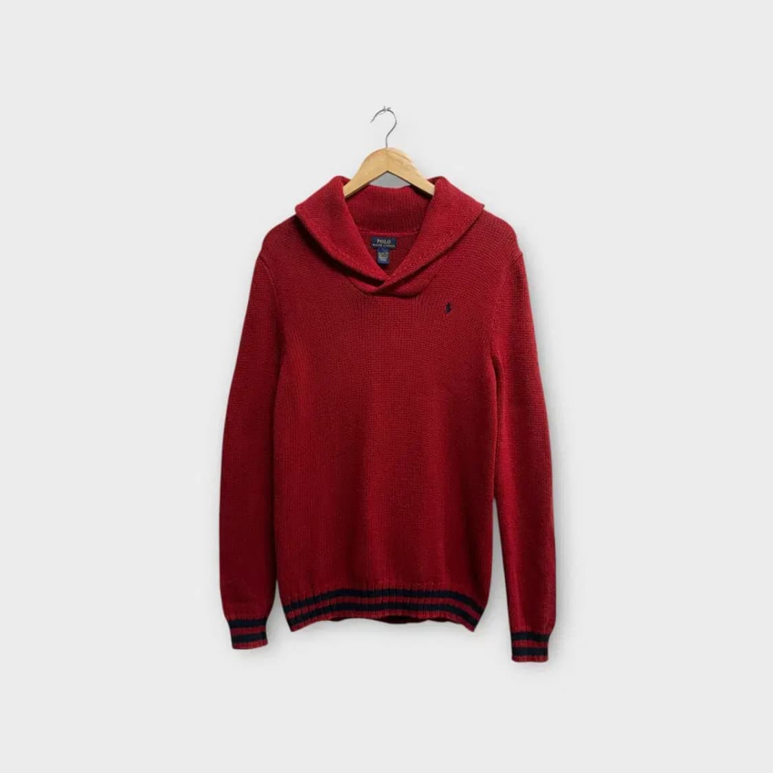 폴로 랄프로렌 레드 숄카라 니트 M 상품이미지1