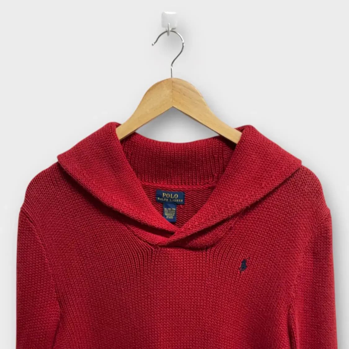 폴로 랄프로렌 레드 숄카라 니트 M 상품이미지2