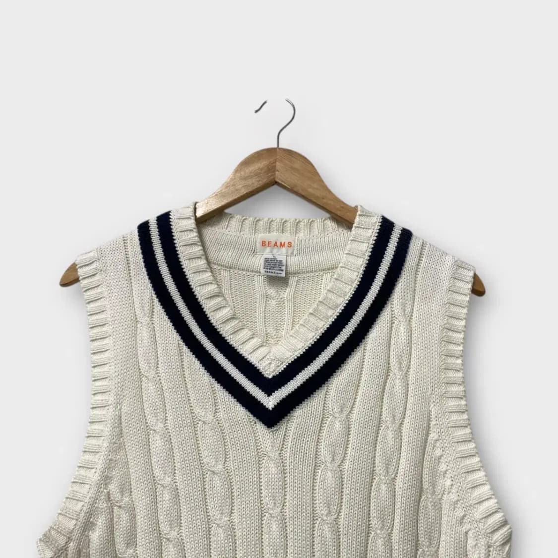 빔즈 BEAMS 배색 브이넥 베스트 L 상품이미지2