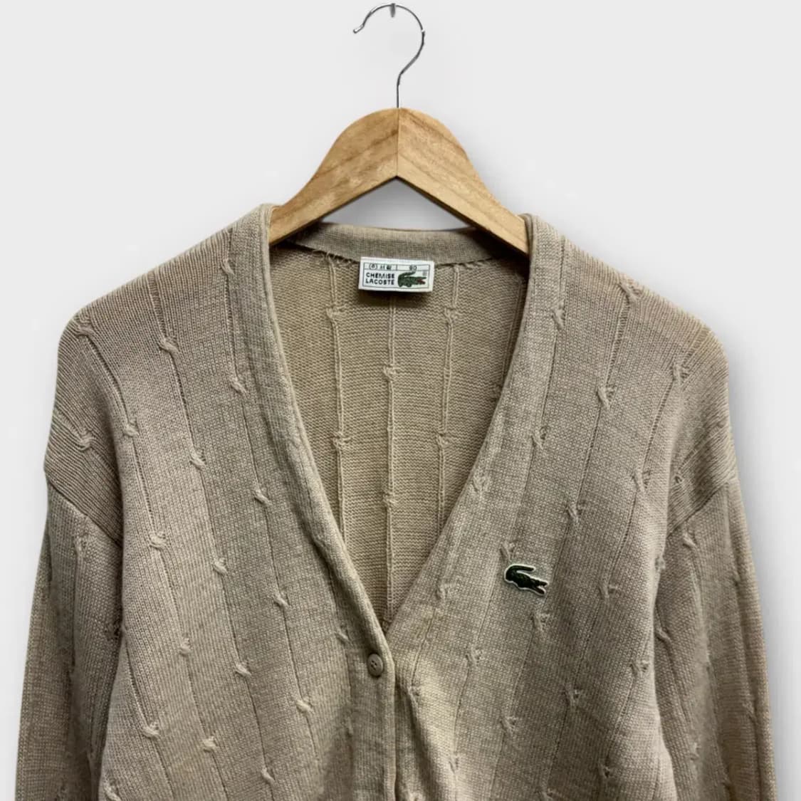 라코스테 브이넥 가디건 베이지 90 상품이미지2