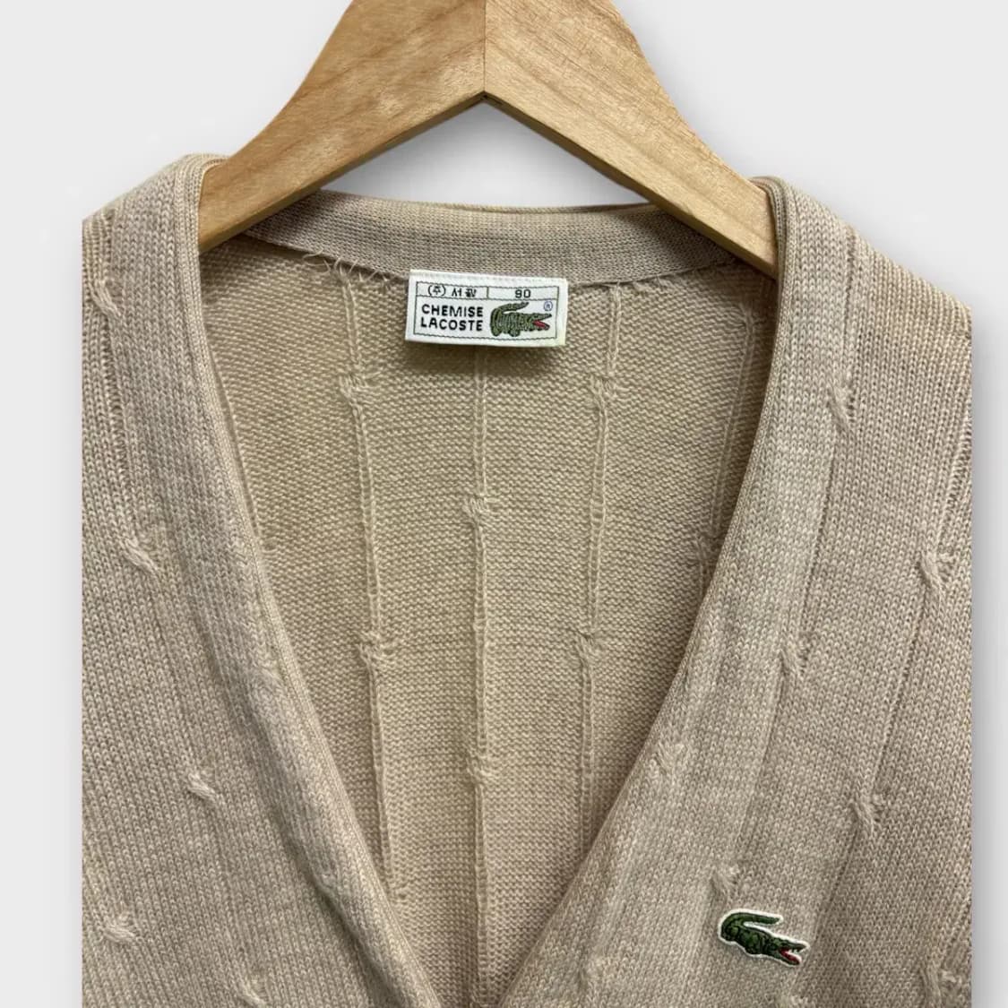 라코스테 브이넥 가디건 베이지 90 상품이미지4