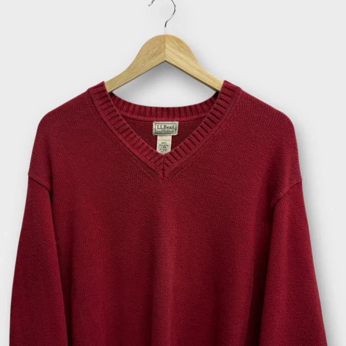 엘엘빈 브이넥 버건디 니트 L 상품이미지2