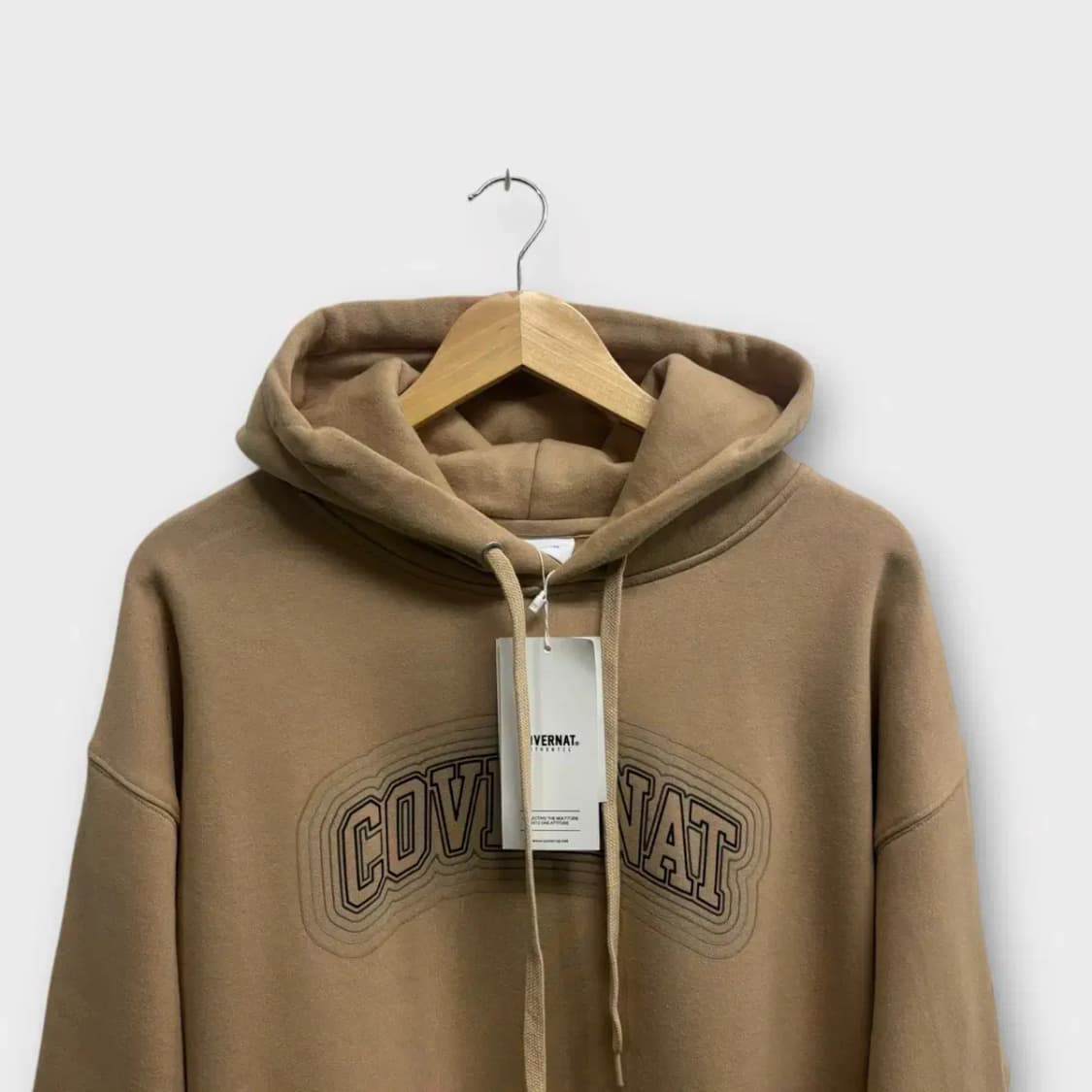 [새상품] 커버낫 어센틱 로고 베이지 후드티 L 상품이미지2