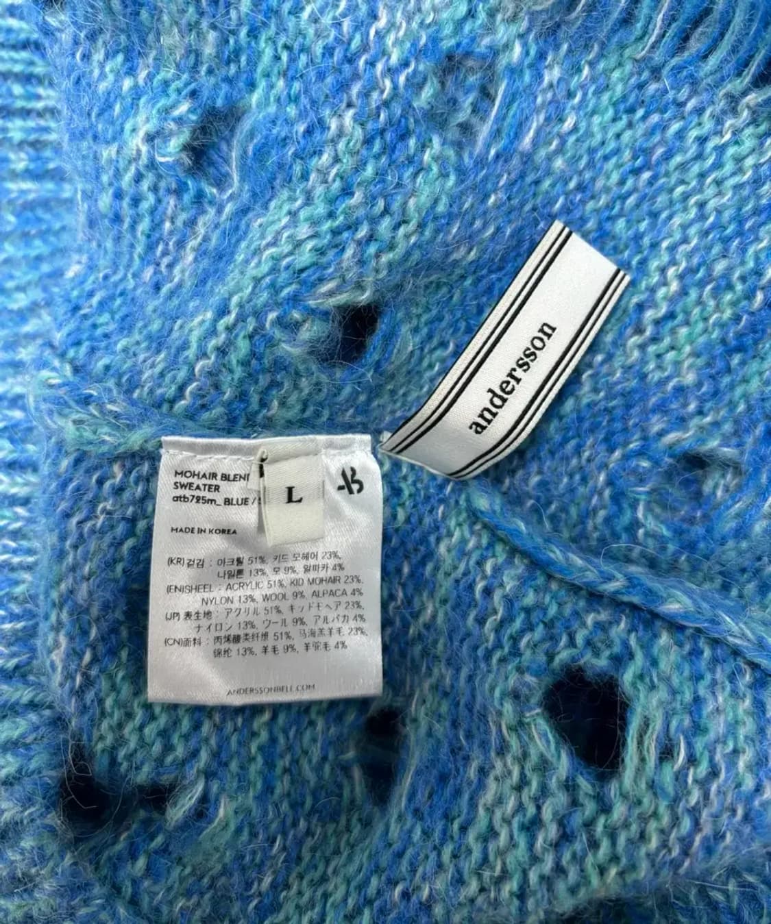 엔더슨벨 펑칭 모헤어 오버핏 니트 free 상품이미지6