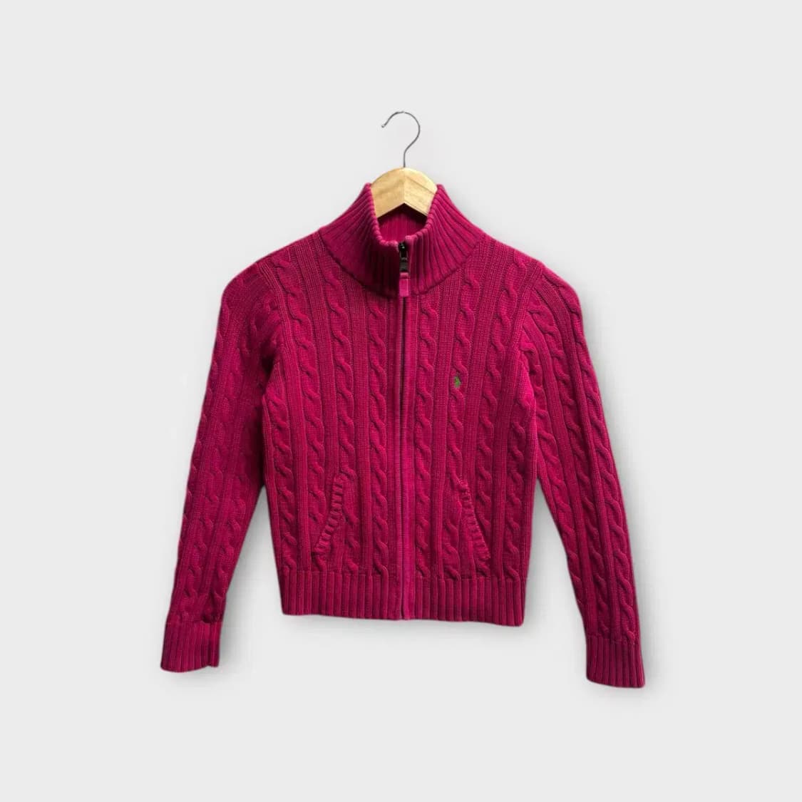 폴로 랄프로렌 키즈 케이블 핑크 집업니트 (5-6세) 상품이미지1