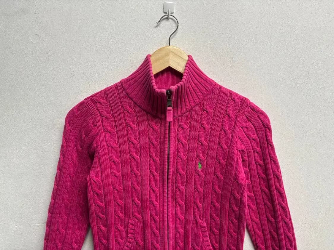 폴로 랄프로렌 키즈 케이블 핑크 집업니트 (5-6세) 상품이미지4