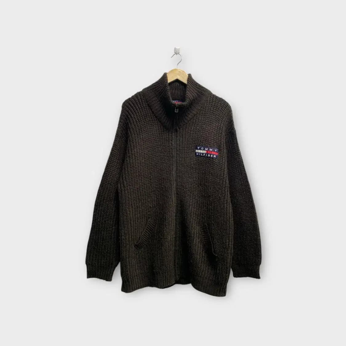타미힐피거 빅로고 니트 풀집업 가디건 L 상품이미지1