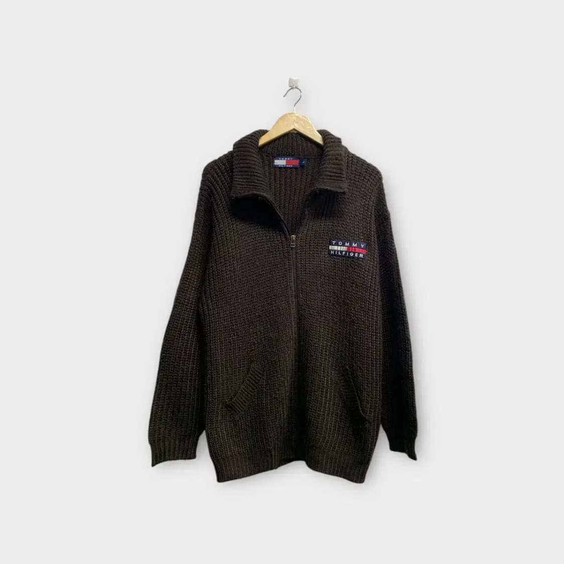타미힐피거 빅로고 니트 풀집업 가디건 L 상품이미지3
