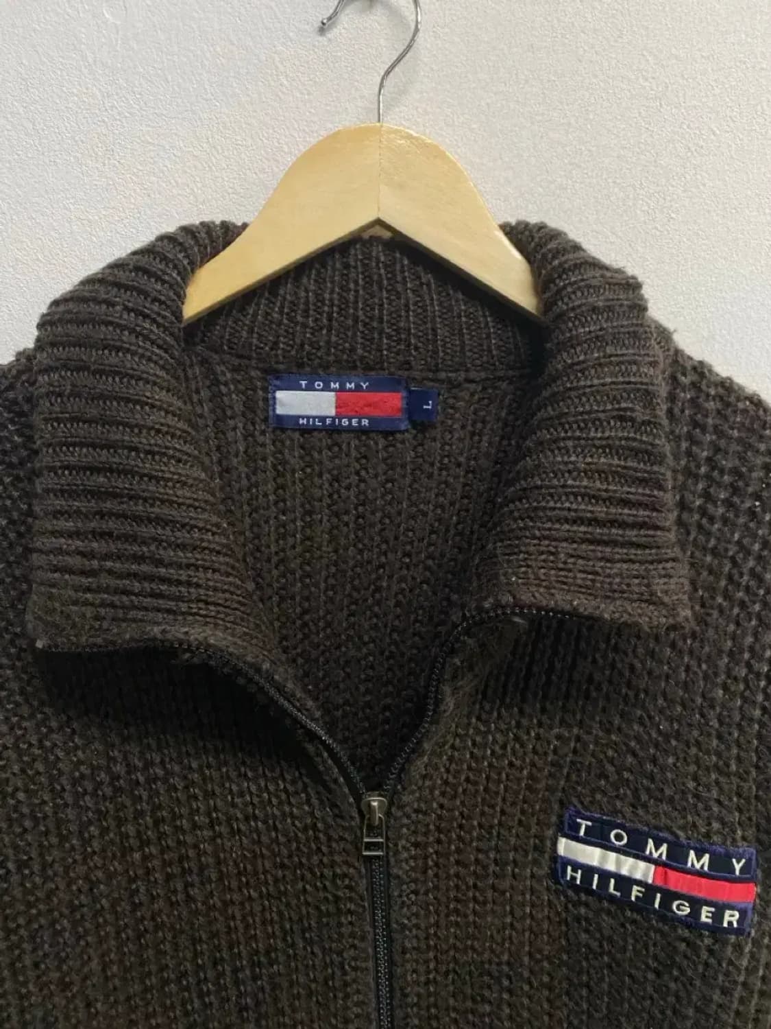타미힐피거 빅로고 니트 풀집업 가디건 L 상품이미지5