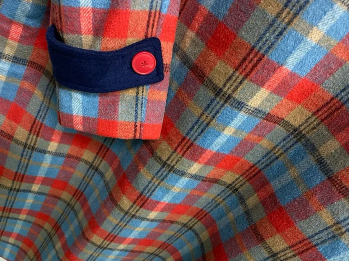 체크 더플코트 후드 빈티지 울코트 S 상품이미지5