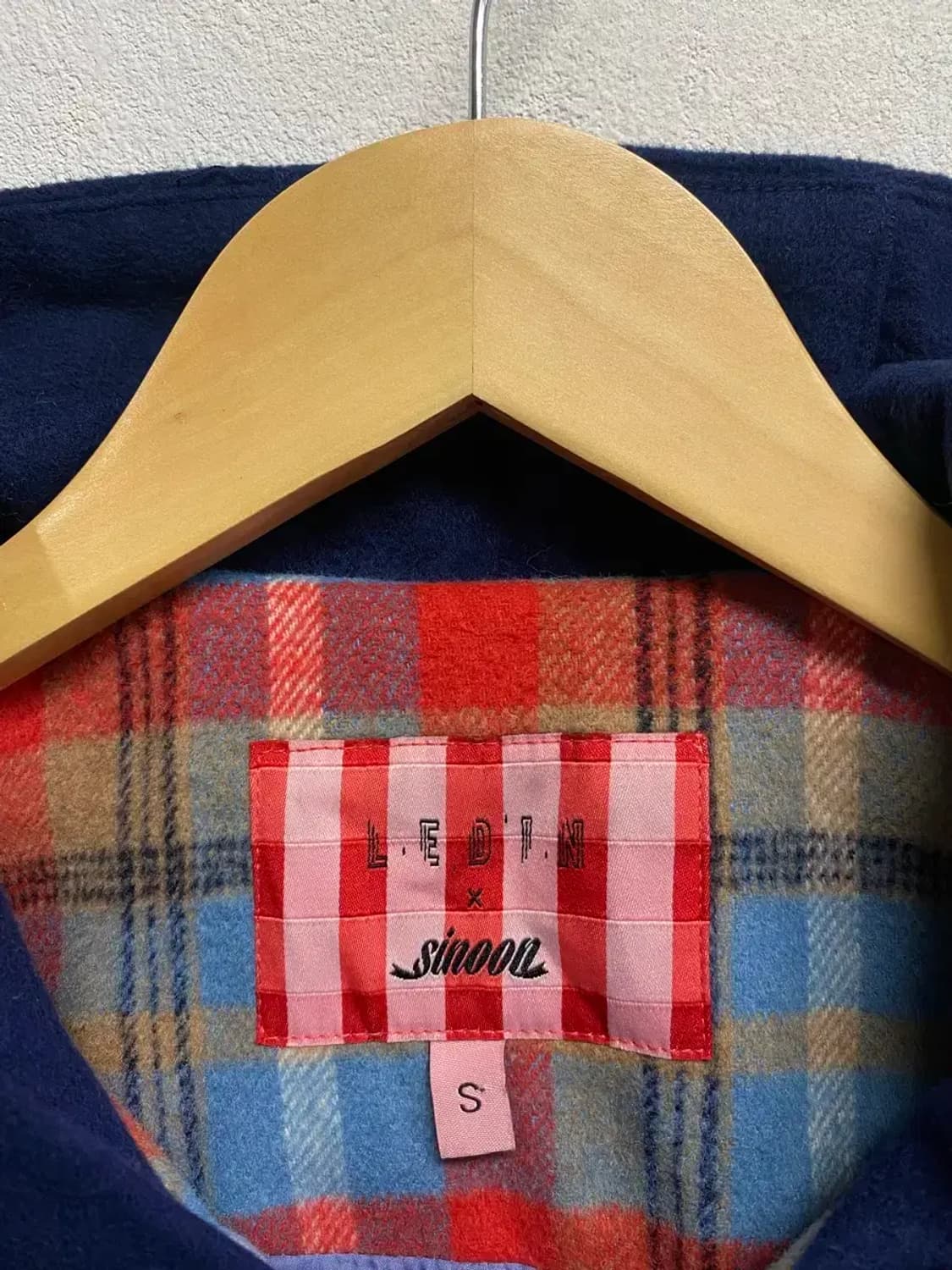 체크 더플코트 후드 빈티지 울코트 S 상품이미지6