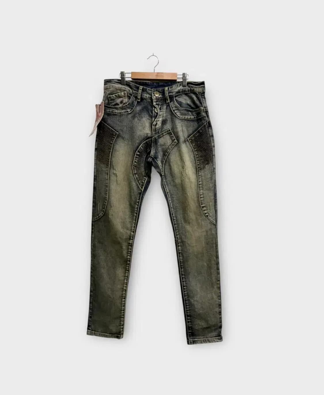 [새상품] 빈티지 워싱 그레이 절개 데님팬츠 -33사이즈 상품이미지1