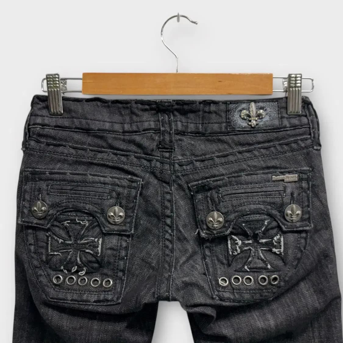 아메리칸 락시크 백포인트 흑청 데님팬츠 - 26사이즈 상품이미지3