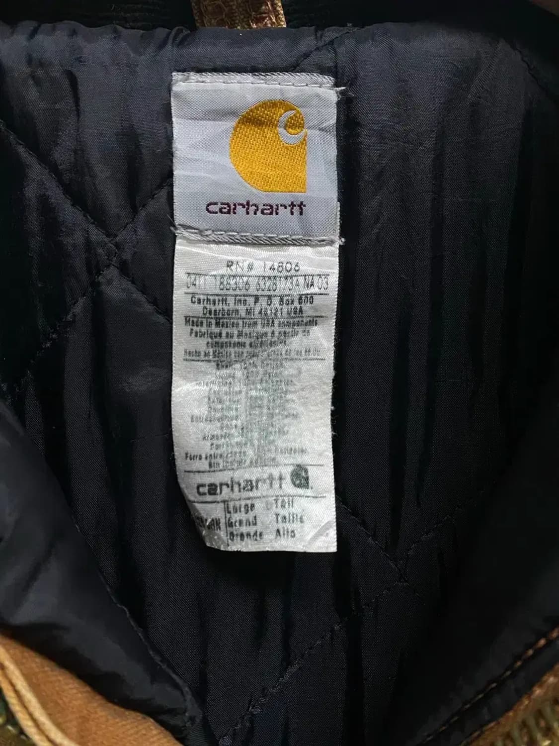 칼하트 C26 트레디셔널 카멜 누빔 워크자켓 L-XL 상품이미지5