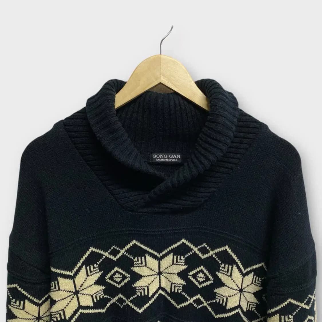 빈티지 노르딕 눈꽃 패턴 숄더넥 니트 L 상품이미지3