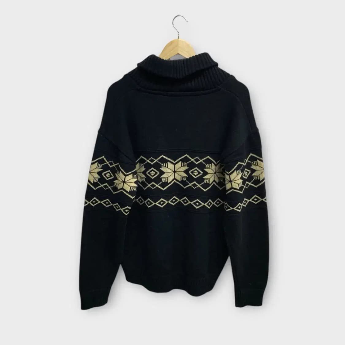 빈티지 노르딕 눈꽃 패턴 숄더넥 니트 L 상품이미지4