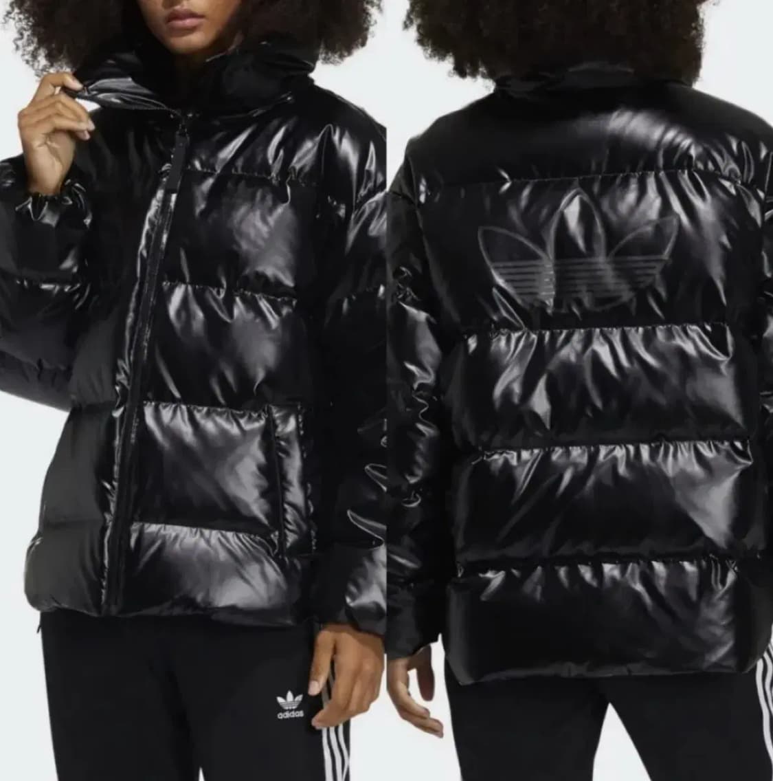 아디다스 오리지널 유광 숏패딩 덕다운 블랙 XS-M 상품이미지2