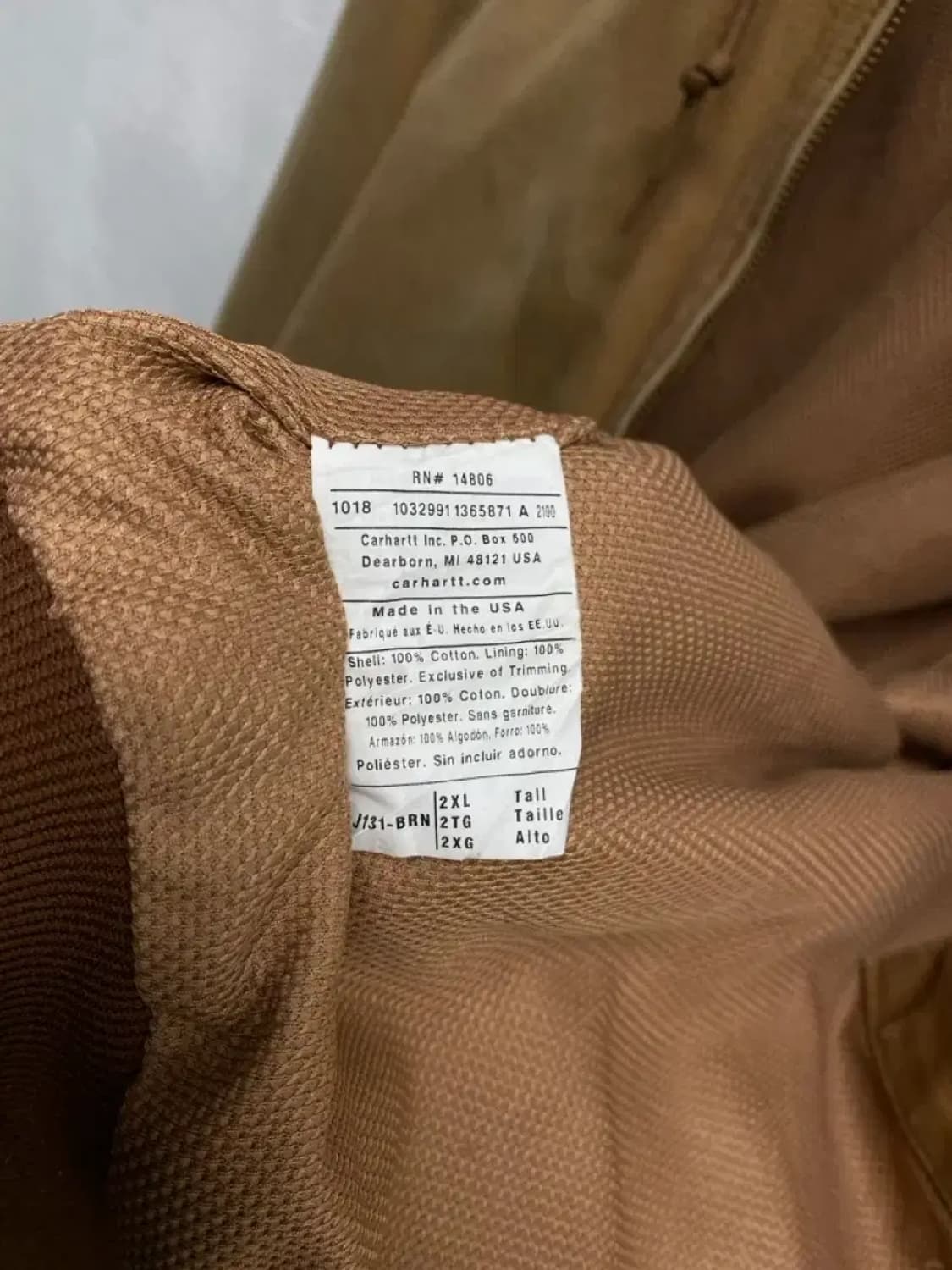 칼하트 J131 액티브 카멜 후드 점퍼 2XL 상품이미지6