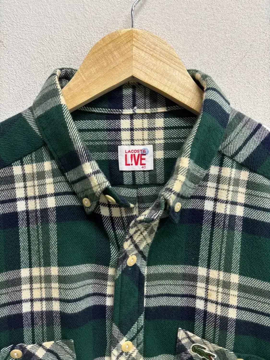 라코스테 녹색 체크 남방L 상품이미지4