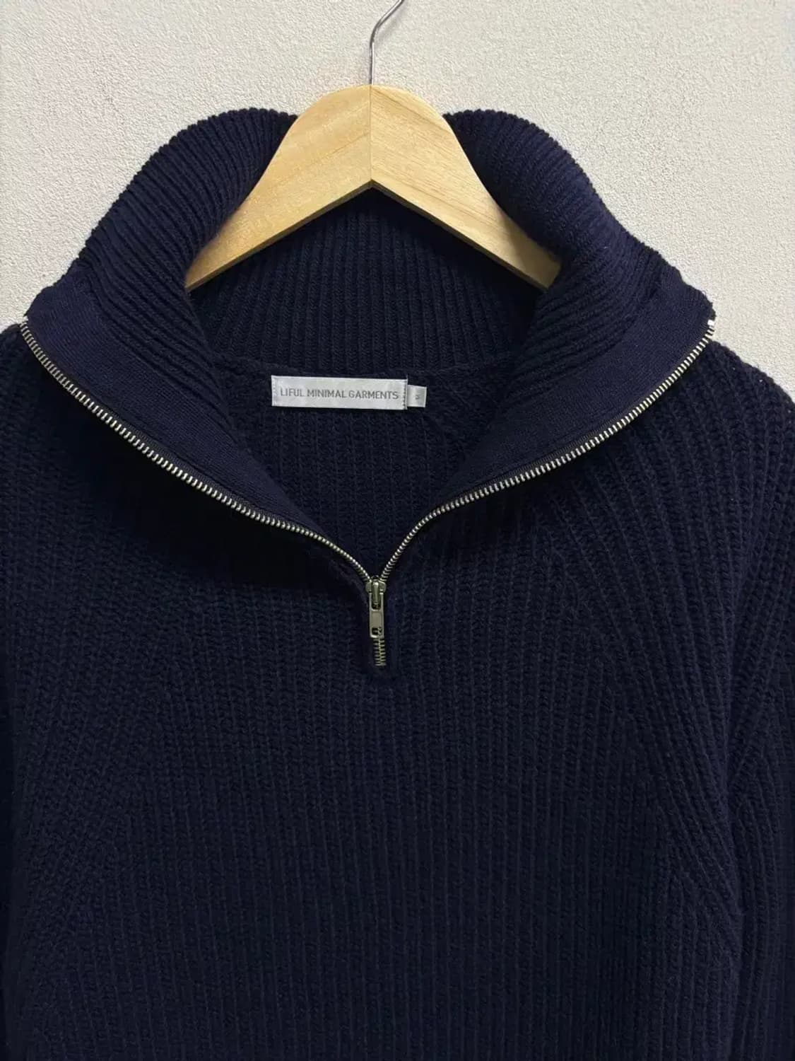 LIFUL MINIMAL GARMENTS 네이비 반집업 니트 M 상품이미지4