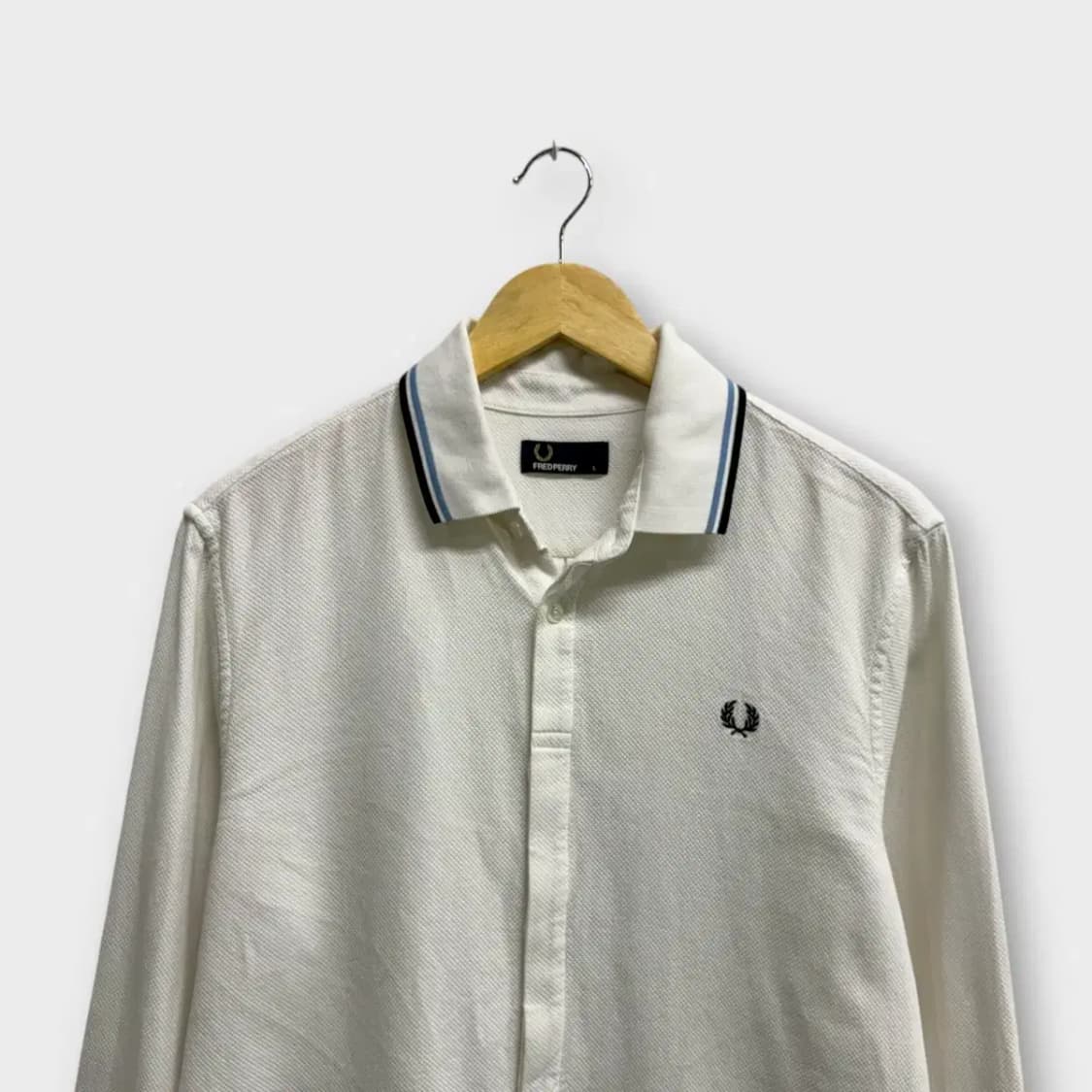 프레드페리 화이트 코튼 폴로 셔츠 L 상품이미지2