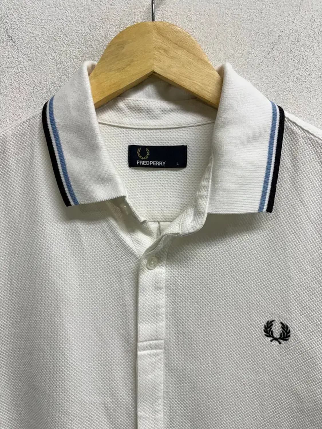 프레드페리 화이트 코튼 폴로 셔츠 L 상품이미지4
