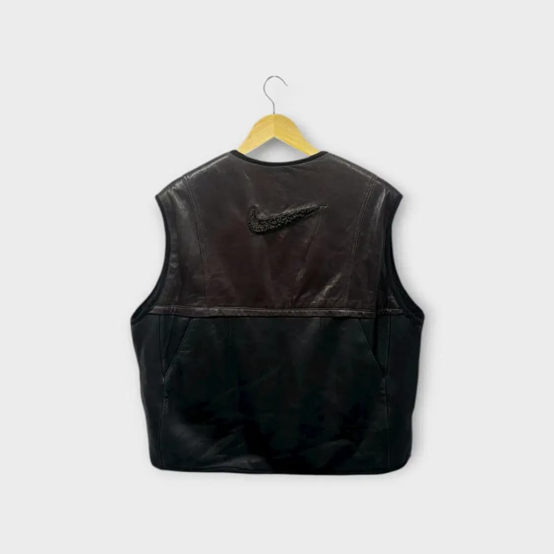 스우시 리버시블 빈티지 플리스 가죽 조끼 M 상품이미지2