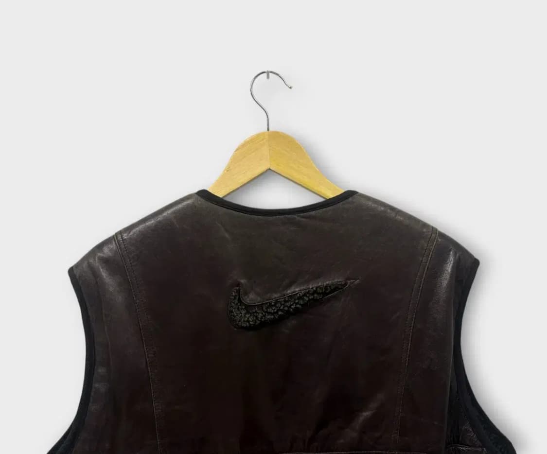 스우시 리버시블 빈티지 플리스 가죽 조끼 M 상품이미지4