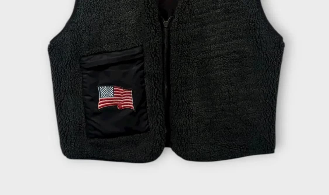 스우시 리버시블 빈티지 플리스 가죽 조끼 M 상품이미지5