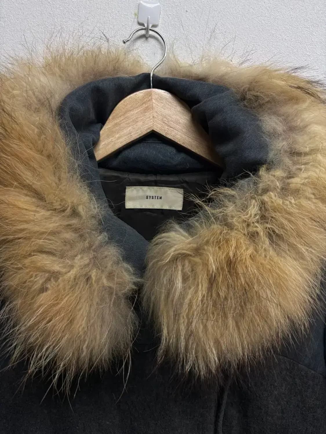 시스템 SYSTEM 너구리털 패딩 M-L 상품이미지4