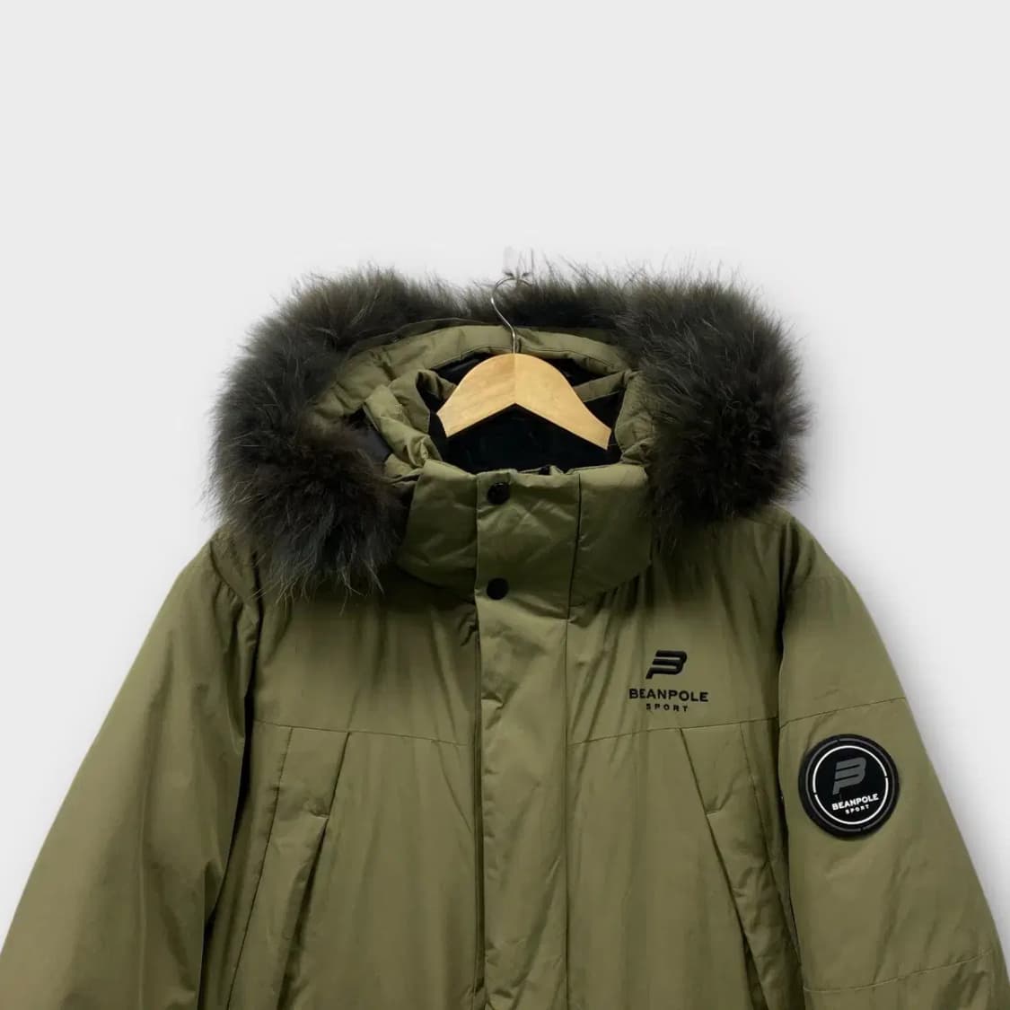 빈폴 구스 다운(너구리털) 카키 롱패딩 XL 상품이미지2