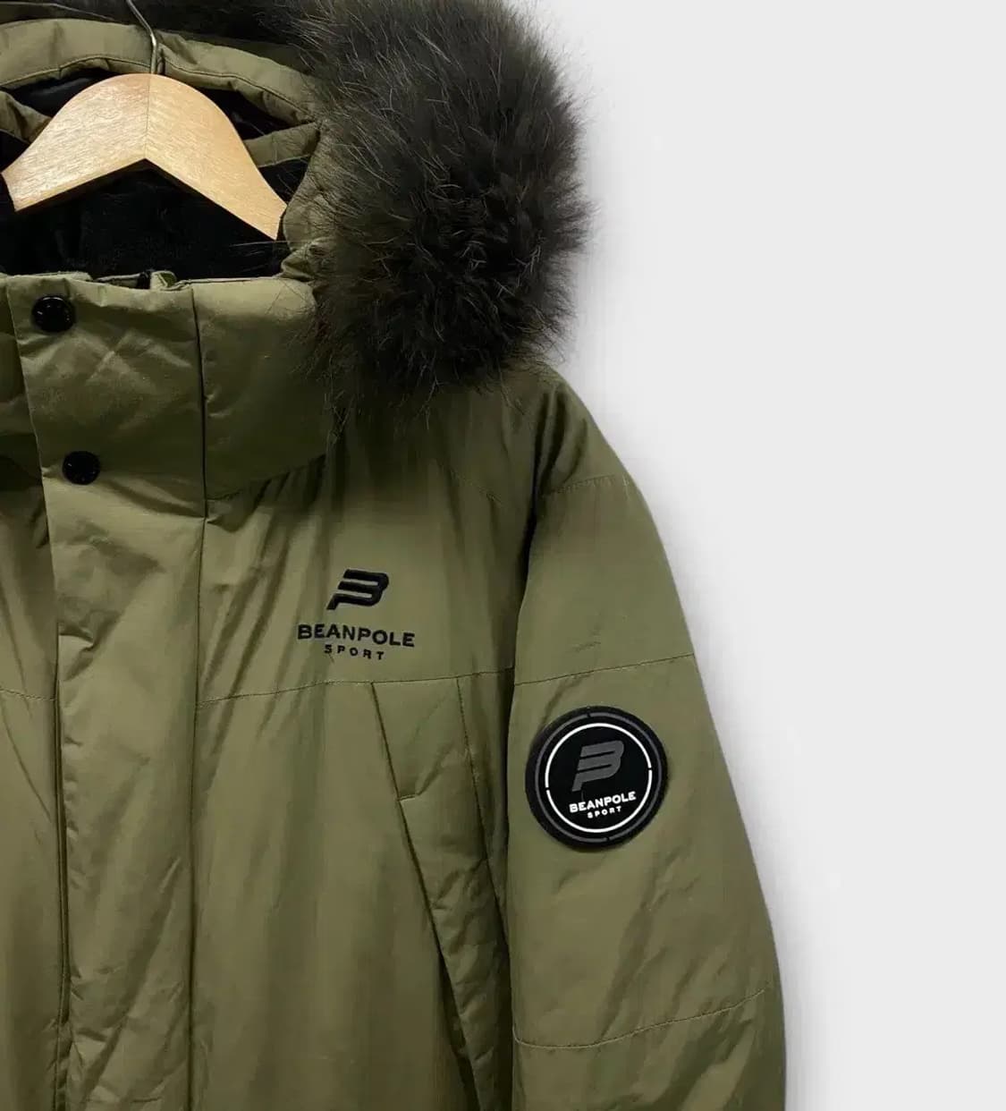 빈폴 구스 다운(너구리털) 카키 롱패딩 XL 상품이미지3