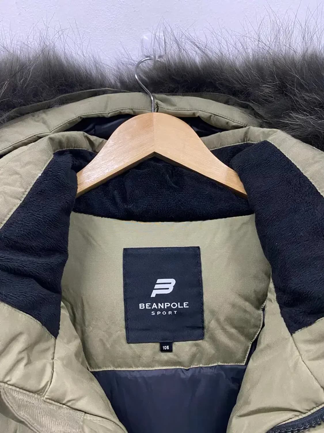 빈폴 구스 다운(너구리털) 카키 롱패딩 XL 상품이미지5