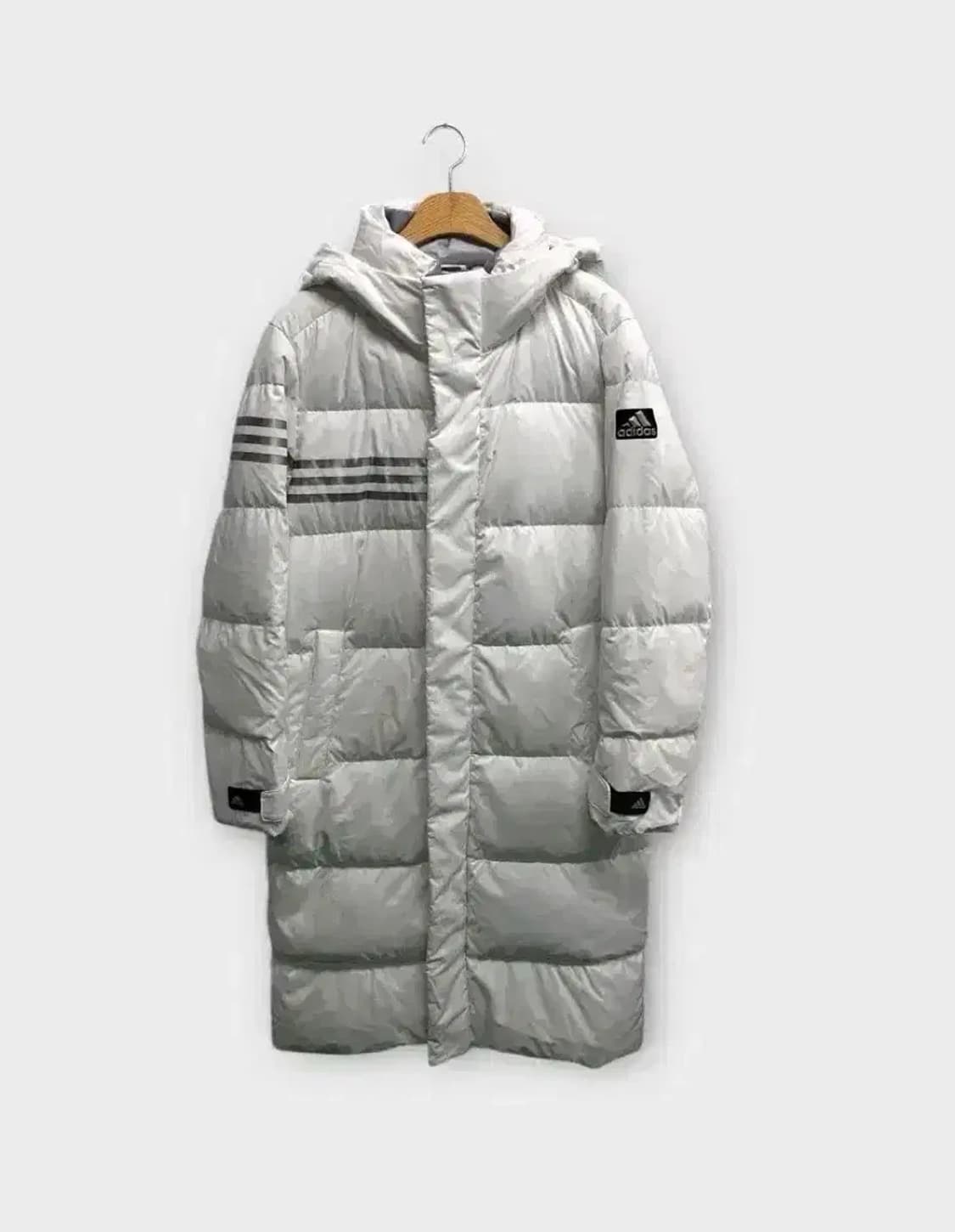 아디다스 삼선 화이트 구스 롱패딩 M 상품이미지1