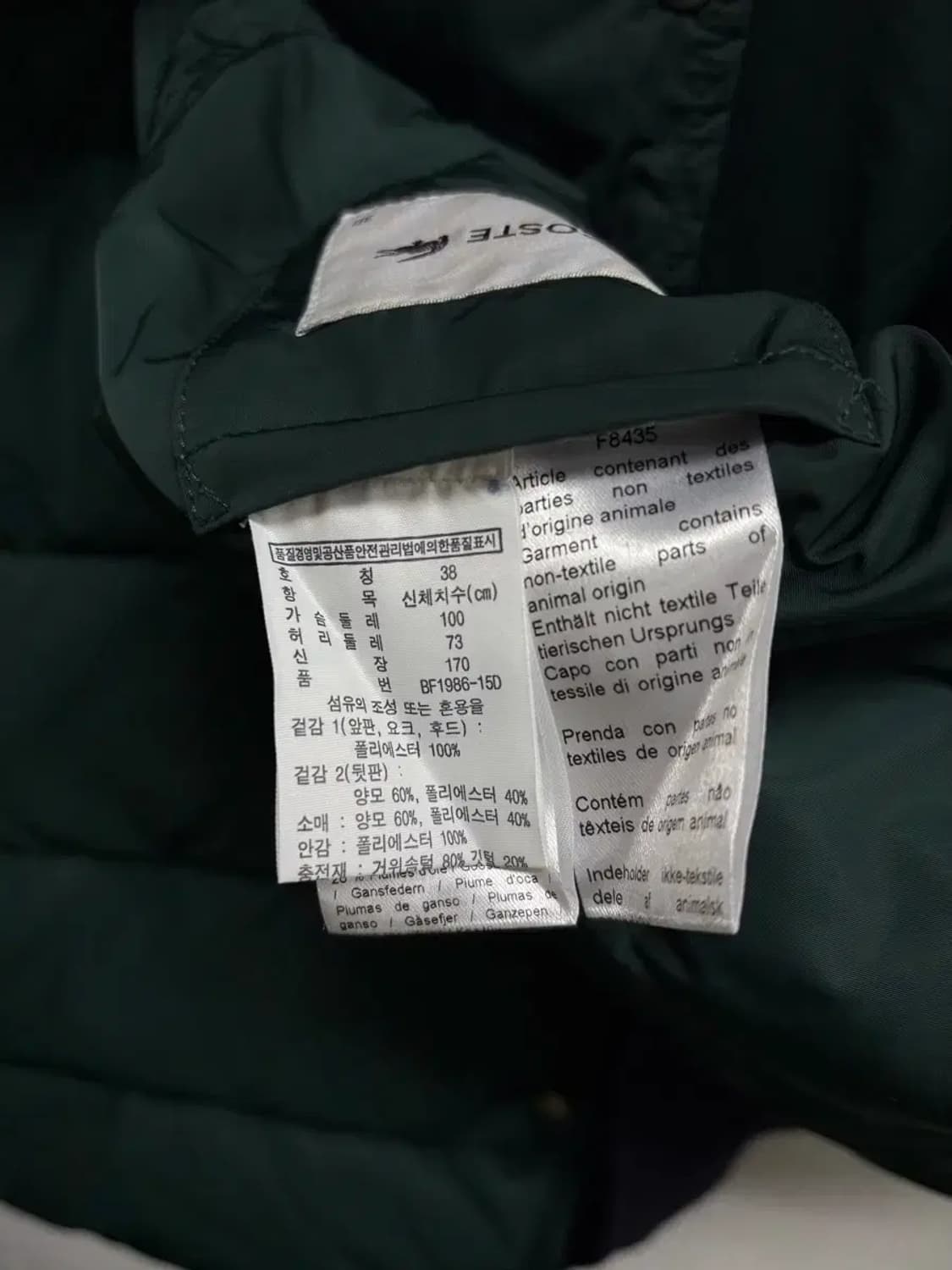 라코스테 그린 롱패딩 구스다운 여성 M-L 상품이미지5