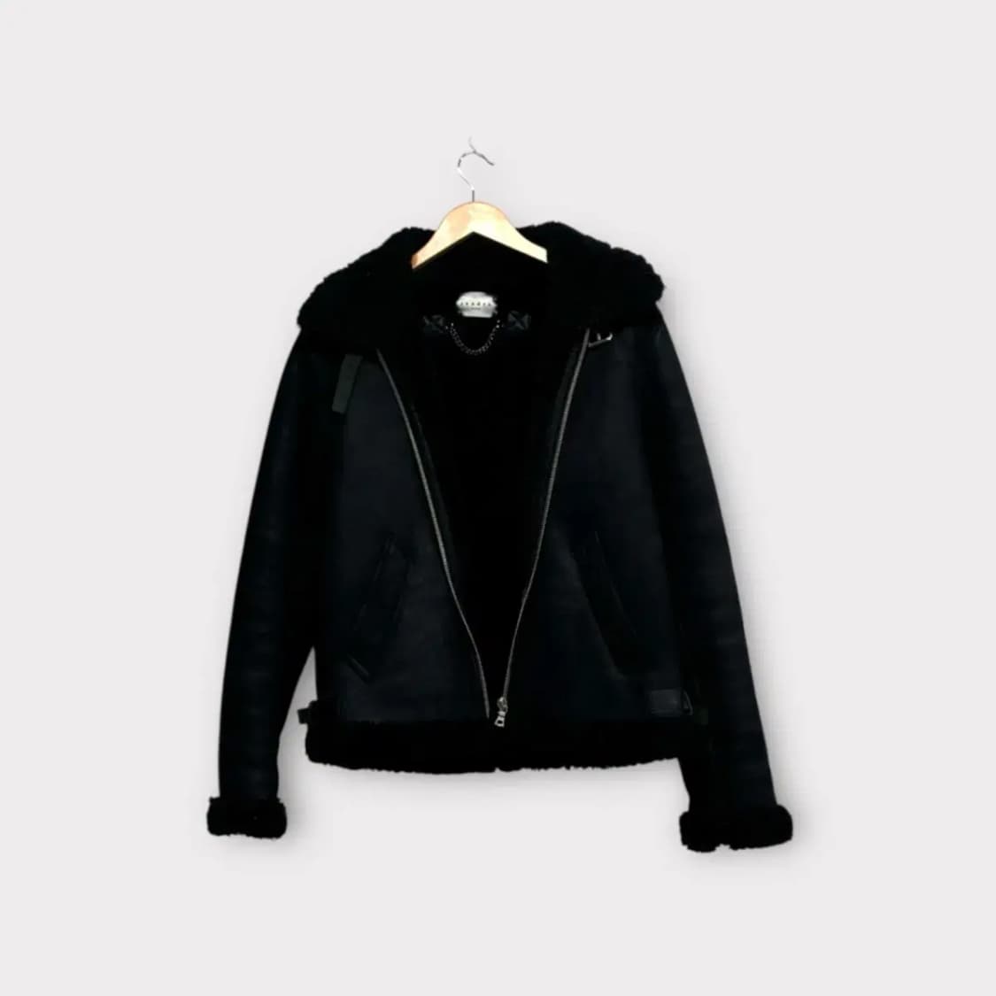 산드로 Sandro 블랙 무스탕 퍼점퍼 M 상품이미지2