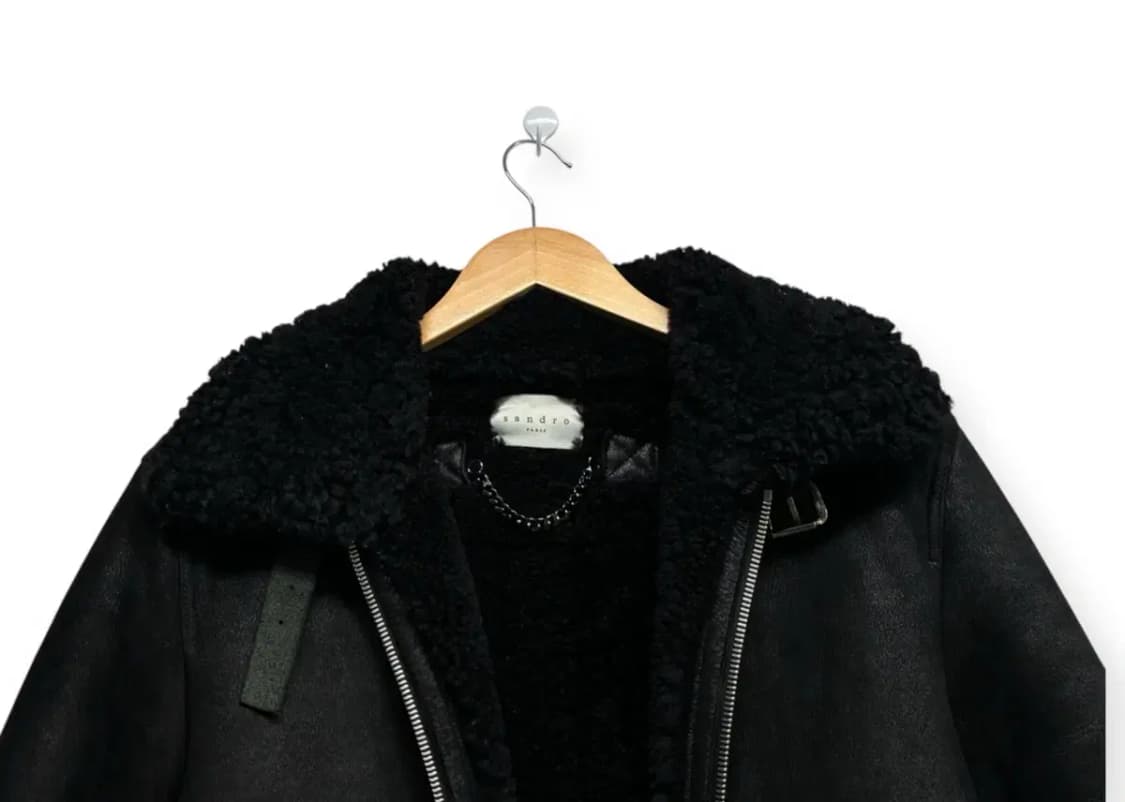 산드로 Sandro 블랙 무스탕 퍼점퍼 M 상품이미지4