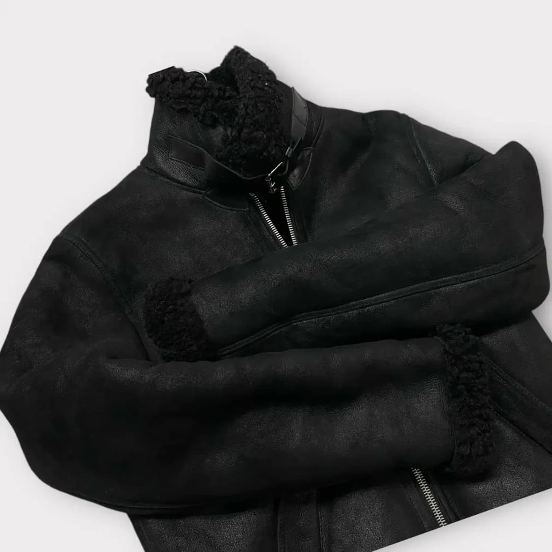 산드로 Sandro 블랙 무스탕 퍼점퍼 M 상품이미지6