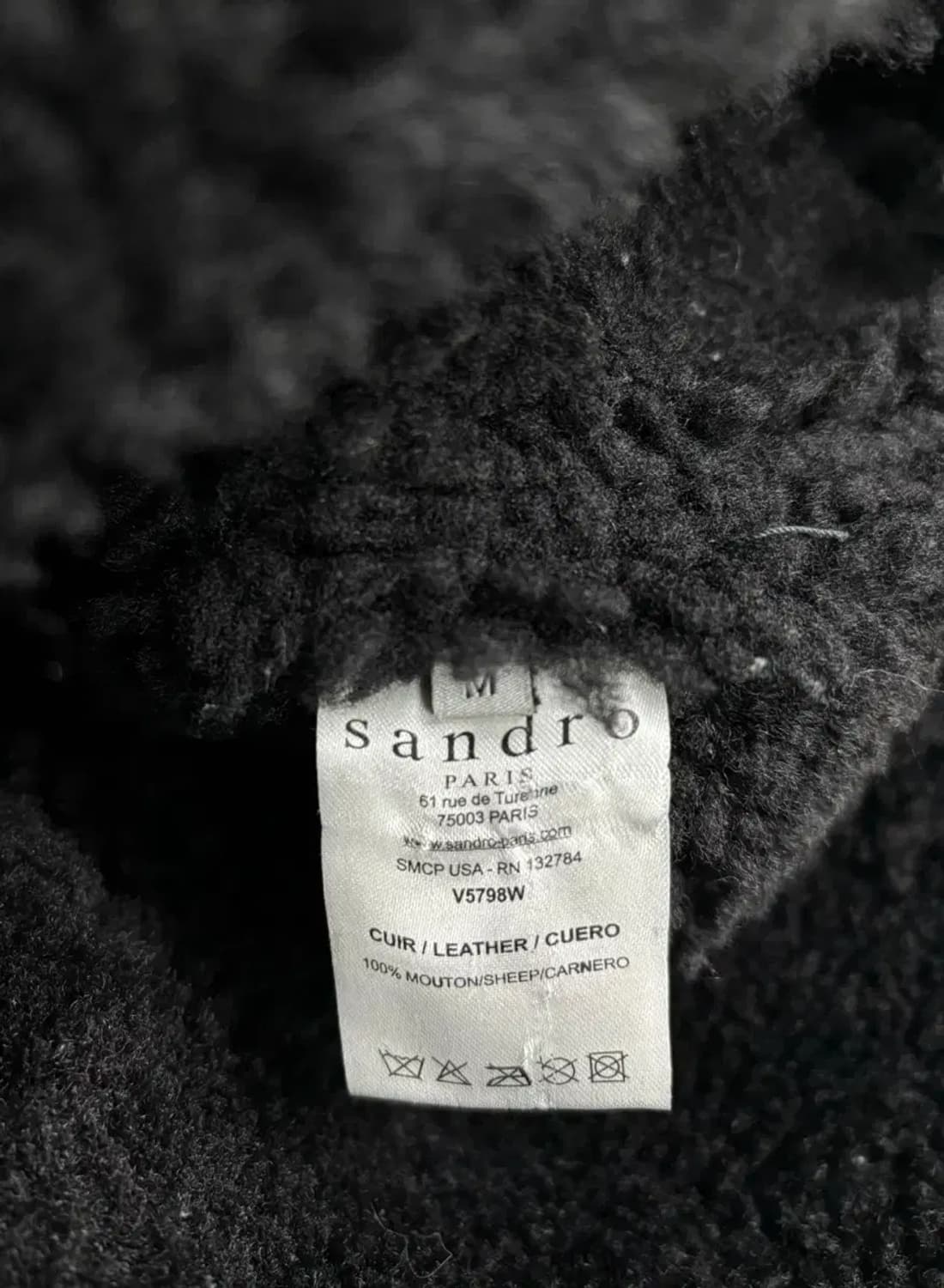 산드로 Sandro 블랙 무스탕 퍼점퍼 M 상품이미지7