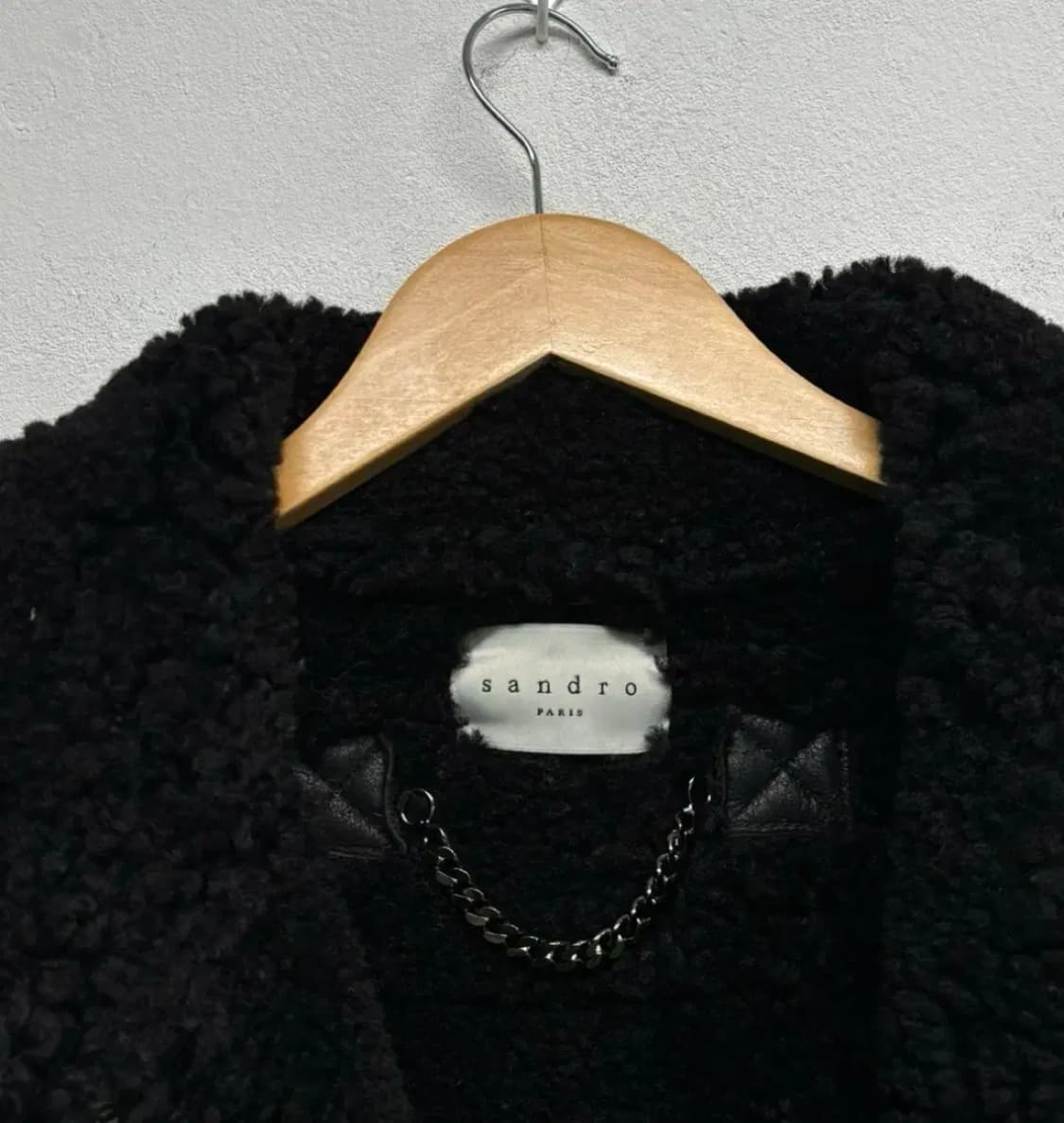 산드로 Sandro 블랙 무스탕 퍼점퍼 M 상품이미지8