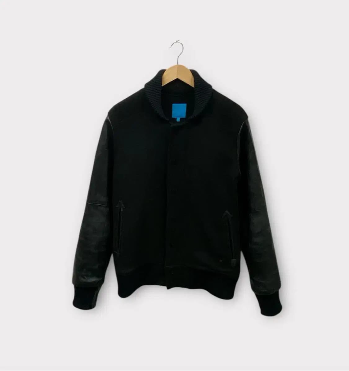 블랙 가죽 소매 스타디움 자켓 L 상품이미지1