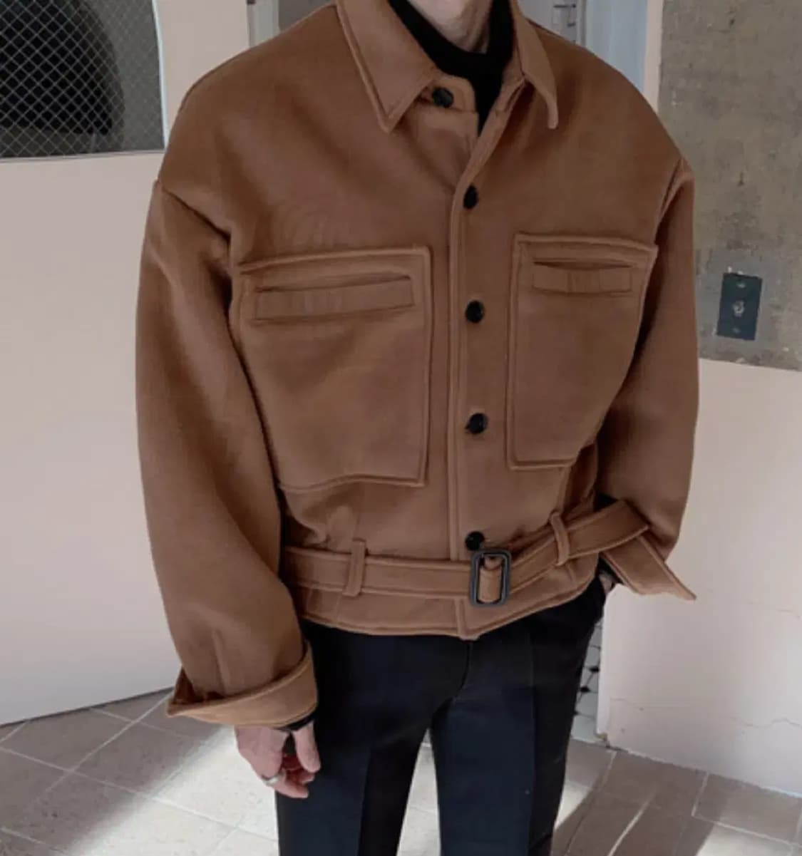 카멜 모직 벨트 옴므자켓 L 상품이미지2