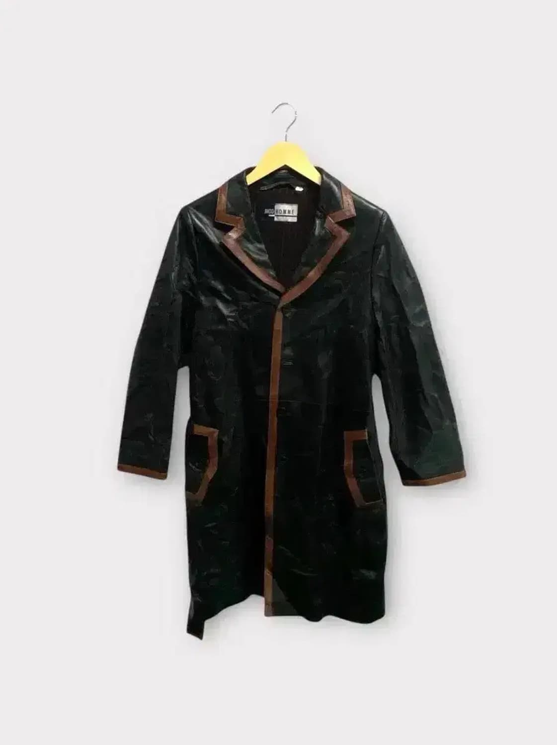 진도 양가죽 트렌치 레더 롱코트 M-L 상품이미지1